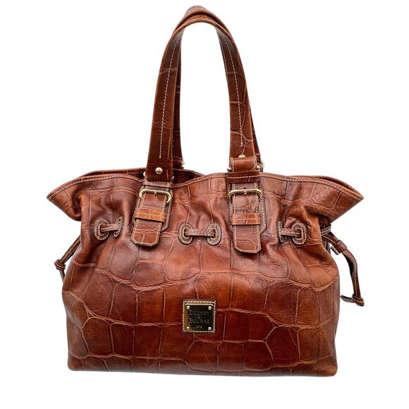 Dooney & Bourke Chiara shoulder bag croc embossed drawstring leather tote large